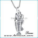 3 Colors Personality Jewelry Fishbone & Fishing Hook Pendant Necklaces Punk Style Men 316L Steel Link Chain thumbnail-2