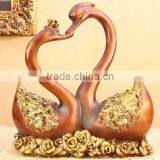 Gold Resin Swan Couple Decoration, Resin Statues thumbnail-2