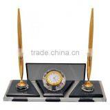 JINGYAGE Office Table Set Crystal Pen Holder Set With Clock thumbnail-2