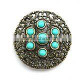 3.5 Inch Round Hot Sale Embellished Buckle for Belts, Zinc Alloy Embellishment Design With Turquoise thumbnail-1