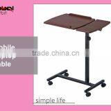Furniture Rolling Bedside Mobile Wooden Laptop Reading Table With Wheels thumbnail-5