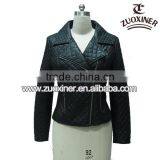 pu Leather Lattices Padding Cotton Washed Jacket thumbnail-1
