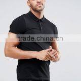 Hot Sale New Short Sleeve Button Placket Black Men's 97% Polyester 3% Spandex Breathable Pique 200g Casual Slim Body Polo Shirt thumbnail-1