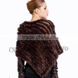CX-B-13J Rabbit Fur Women Knitted Sweater Poncho Shawl thumbnail-2