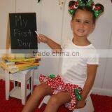 Happy New Years Christmas Kids Ruffle Clothing Set Girls Smocked Outfits thumbnail-1