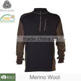 Merino Wool Base Layer Flatseam Top, Mock Turtle Neck Thermal Underwear Man thumbnail-1