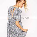 Reclaimed Vintage Smock Dress In Floral Print With Tie Back thumbnail-1