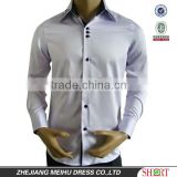 new men's light purple contrast double collar button-down collar regular fit dress shirt