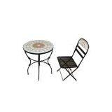 Steel With Mosaic Top Table & Chair thumbnail-1