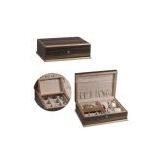 Latte Brown Leather Wooden Watch Box Case thumbnail-1