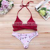 Red White Printed Swimwear Bikini/hr Fancy Bikini Swimwear/ Fancy Bikini Set Swimwear Beachwear