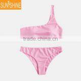 Teen Girl Bathing Suit One Shoulder Swimsuit Woman Seamless Reversible Bikini thumbnail-1