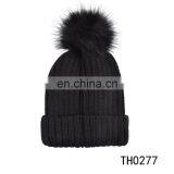 Wholesale Winter Cheap Custom Acrylic Knit Beanie Hat Cap With Pompom thumbnail-1