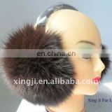 Top quality dyed fox real fox fur earmuff