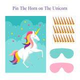 Pin The Horn on The Unicorn Party Game for Kids Birthday Party Decorations Rainbow Unicorn Party Supplies thumbnail-3