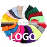 Customize Wholesale Multicolor Hooded Hat Solid Color Knitted Unisex Woolen Caps