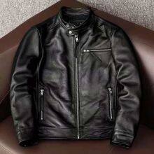 2021NEW FASHION WASHED MEN'S GENUINE COWSKIN LEATHER JACKET FACTORY HOT SALE thumbnail-3