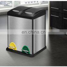 Хорошие отзывы. Нержавеющая стальная мусорная корзина для переработки с двумя отделениями. Мусорная корзина для кухни для переработки в разных цветах thumbnail-3