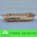 S/4 Rectangular Natural Water Hyacinth Woven Shallow Chocolate Tray thumbnail-2