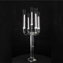 Long Stemmed 9 Arms Crystal Candelabra Centerpieces Crystal Candle Holder For Wedding Decoration thumbnail-5