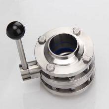 Food Grade Sanitary Stainless Steel 304/316 Butterfly Valve Three-Piece Butt Welding Design for Water Applications thumbnail-4