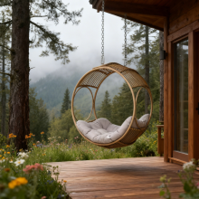 Outdoor All-weather Wicker Woven Handmade Circular Round Swing thumbnail-4