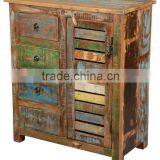 French Vintage Cabinet, Colorful Cabinets, Antique Look Reclaimed Wood Cabinet