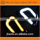 Light Guide High Power With Yellow Trun Signal LED DRL Light Super Quality Daytime Running Light for Jeep Compass 2013-2014