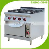 Cosbao commercial restaurant 4 burner gas range cooking equipment with gas oven (BN900-G809 stretched surface)