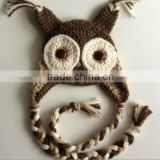 Natural Crochet Owl Hat, Baby Photo Prop, Halloween, Boy
