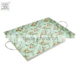 printed zinc serving tray rectangle classical rose print