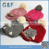 Fashion Lady's Winter Knitted Hat With Ball Top