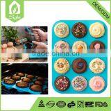 China Manufacture Wholesale Baby Bake Cake 12 Cups Silicone Cupcake Mold Muffin Cup Pan Baking Mold thumbnail-1