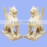 The stone material office marble monumental growling lion sculpture