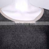 Export Womens' Boat Neck Drop Shoulder 1/2 Sleeve Pullover Knitted Sweater With Jacquard thumbnail-4