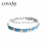 925 Sterling Silver Ocean Synthetic Blue Opal Bracelet Jewelry SBI181W thumbnail-1