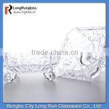 LongRun 200mm Crystal Embossed Glassware Square Candy Dish With Stand thumbnail-2