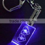 2016 New Arrival 3d Laser Crystal Keychain for Love