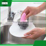 Mini Plastic Hand Bowl Pot Dish Clean Cleaning Brush With Steel Ball thumbnail-4