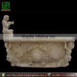 Hand Carved Oval Stone Bathtub With Lady Statue thumbnail-1