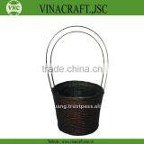 Black Bamboo Flower Basket With Handle thumbnail-1