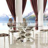 B355 Classic Design Stainless Steel Frame Flower Fabric Velvet Dining Chairs thumbnail-5