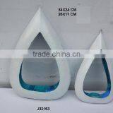 Hanging Metal Votive With Blue Colour Inside in Two Sizes thumbnail-1