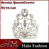 Large Rhinestone Beauty Contest Crystal Jeweled Pageant Crowns Halo H172-142 thumbnail-1