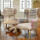 Wing Chair Gunny Sack Wrapped Mahogany Wood Furniture thumbnail-1