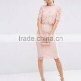 Women's Lace Crop Top Midi Pencil Dress thumbnail-4