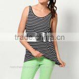 Custom White and Black Stripe Lady Tank Top in Jiangxi thumbnail-1