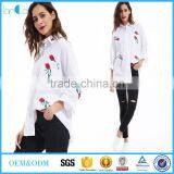 2017 New Long Sleeve Embroidery Cotton Casual Shirt Design in White Color Normal Day thumbnail-1