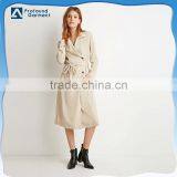 2016 Fashion Plain Khaki Long Knee Length Jacket Women Wind Coat Winter Coats thumbnail-1