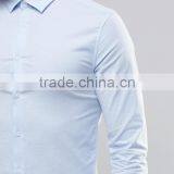 High Quality Custom New Design Point Collar Long Sleeve Mens 98% Cotton 2% Elastane Skinny Casual Blue Sky Dress Shirts thumbnail-3
